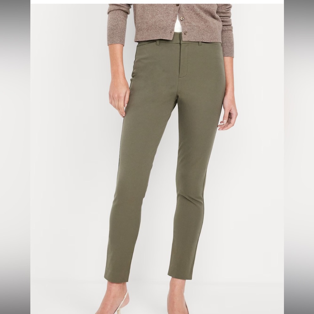 Old Navy High Rise Pixie Work Pants - Olive Green